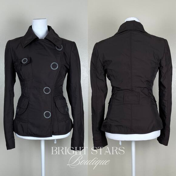 Rare Brown Jacket ASO Lorelai Gilmore Girls Moto Snap Button Casual Fall - Picture 5 of 12